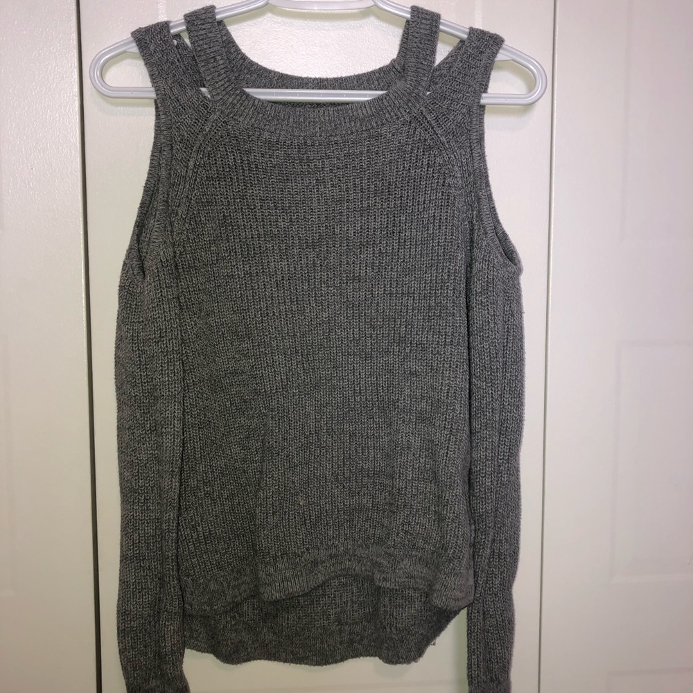 Open Shoulder Grey Sweater